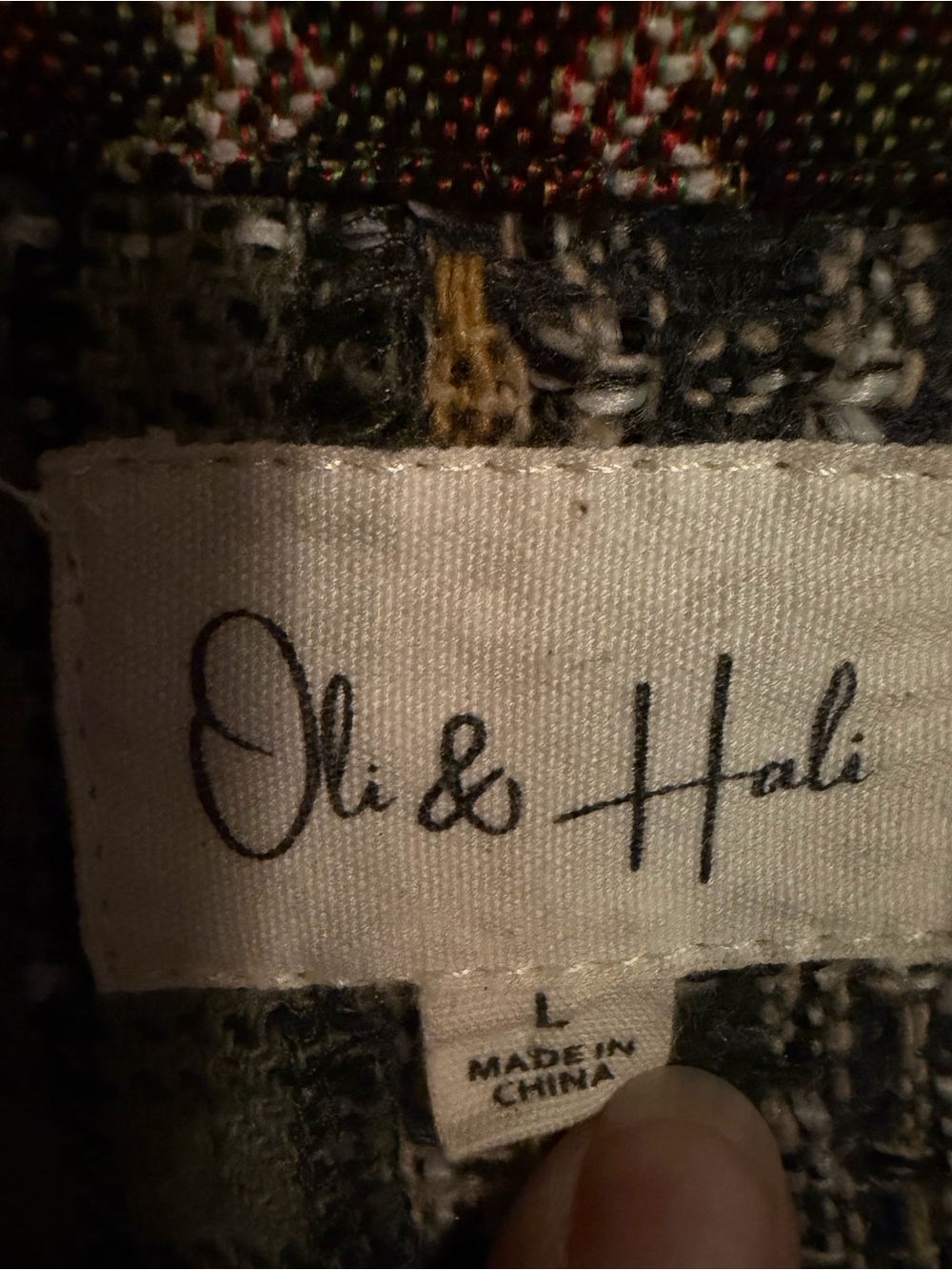 Oli & Hali Olive Patchwork Corduroy Shacket with Neutral Accents - Picture 2 of 4